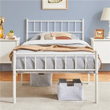 White Single Metal Bed Frame