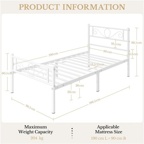 Single metal bed - single, frame