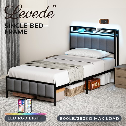 Levede single bed frame led - single,