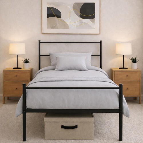Single metal bed frame heavy - bed,
