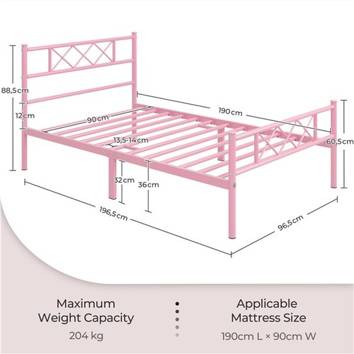 Single metal bed - single, frame